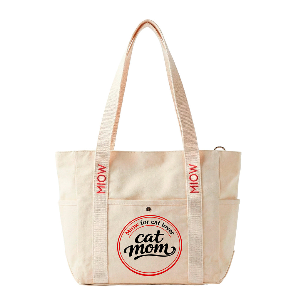 Tote Bag - Tote Cat Mom MIOW Beige
