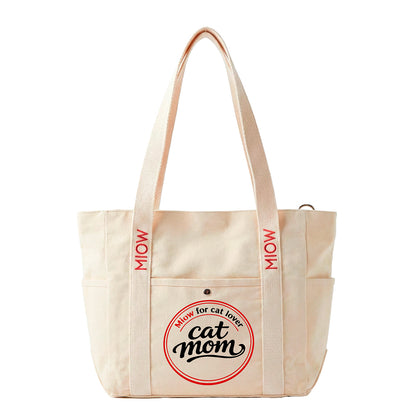 Tote Bag - Tote Cat Mom MIOW Beige