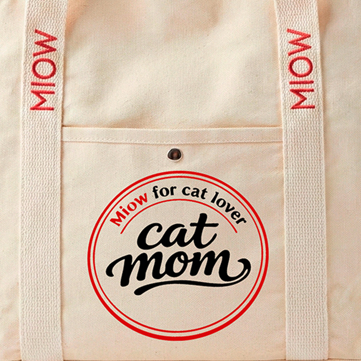 Tote Bag - Tote Cat Mom MIOW Beige