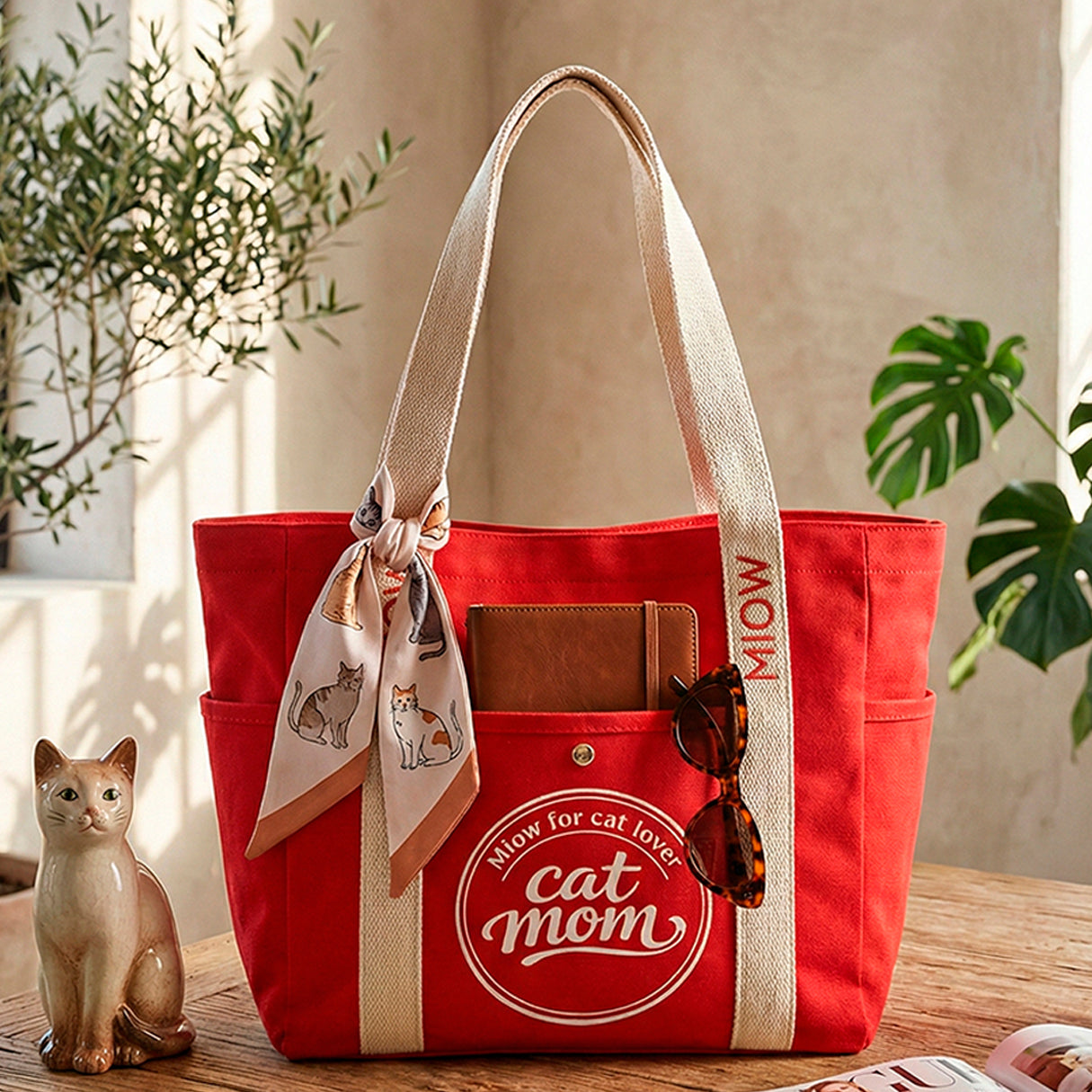 Tote Bag - Tote Cat Mom MIOW Roja