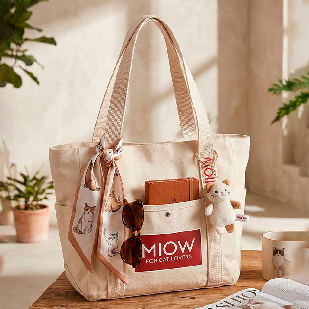 Tote Bag - Tote Cat MIOW Beige