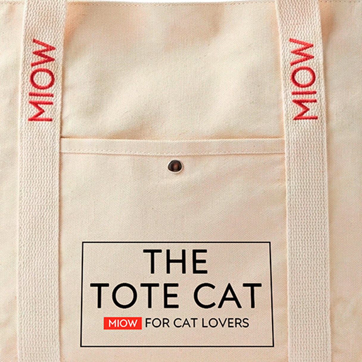 Tote Bag - The Tote Cat MIOW Beige