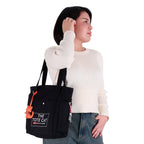 Tote Bag - The Tote Cat Miow En Lona Natural Negra