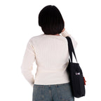 Tote Bag - The Tote Cat Miow En Lona Natural Negra
