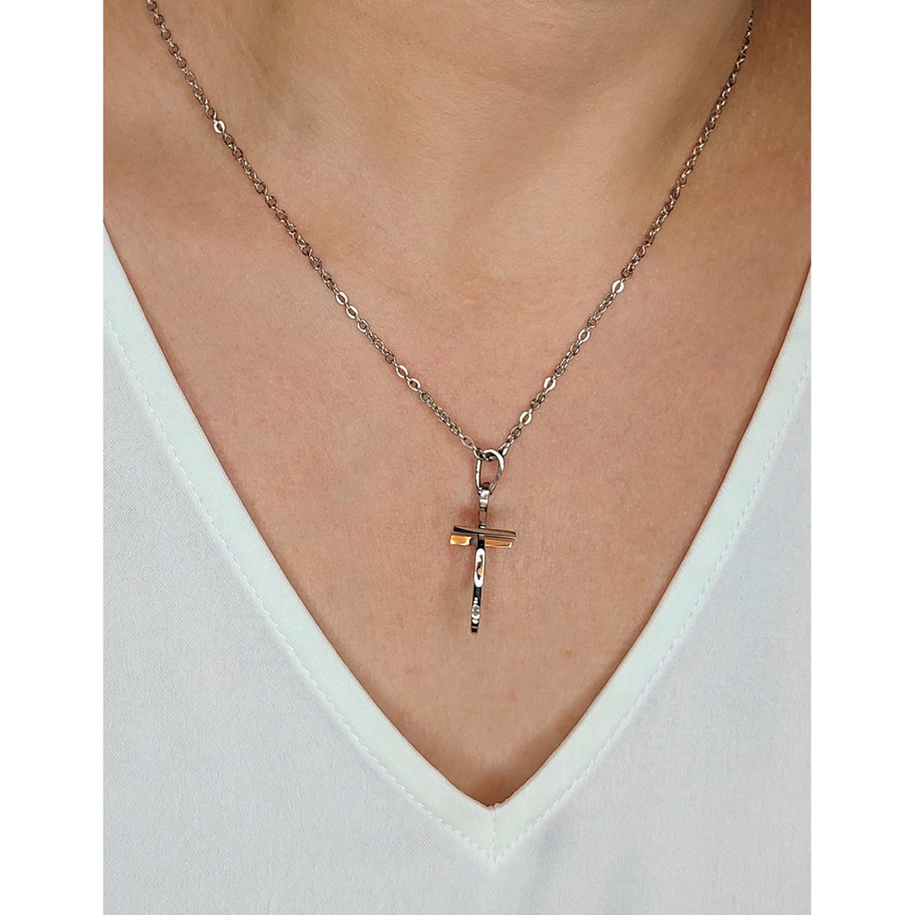 Collar Pez y Cruz, Acero Inoxidable, Glam Pop Fantasy