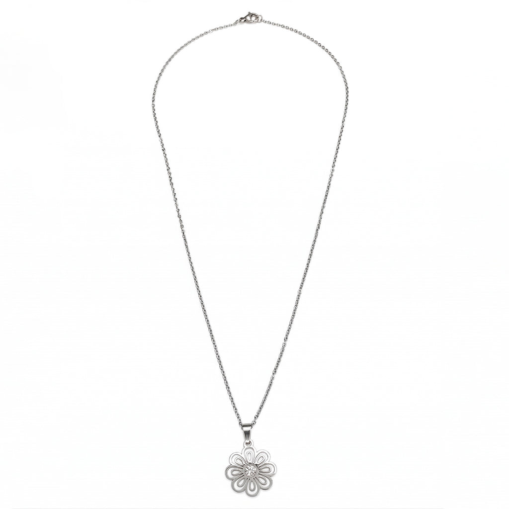 Collar Flor Y Brillante, Acero Inoxidable, Glam Pop Fantasy