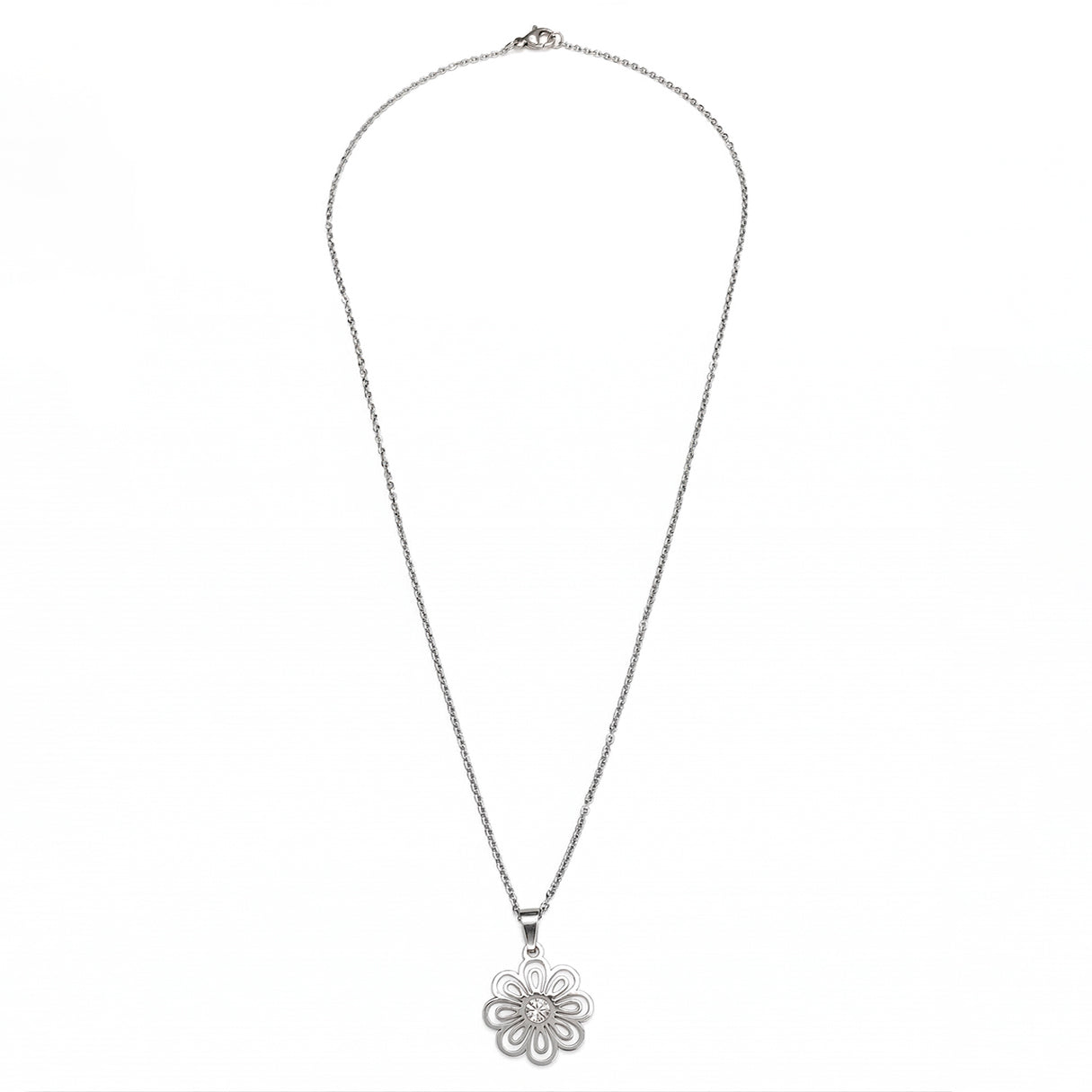 Collar Flor Y Brillante, Acero Inoxidable, Glam Pop Fantasy