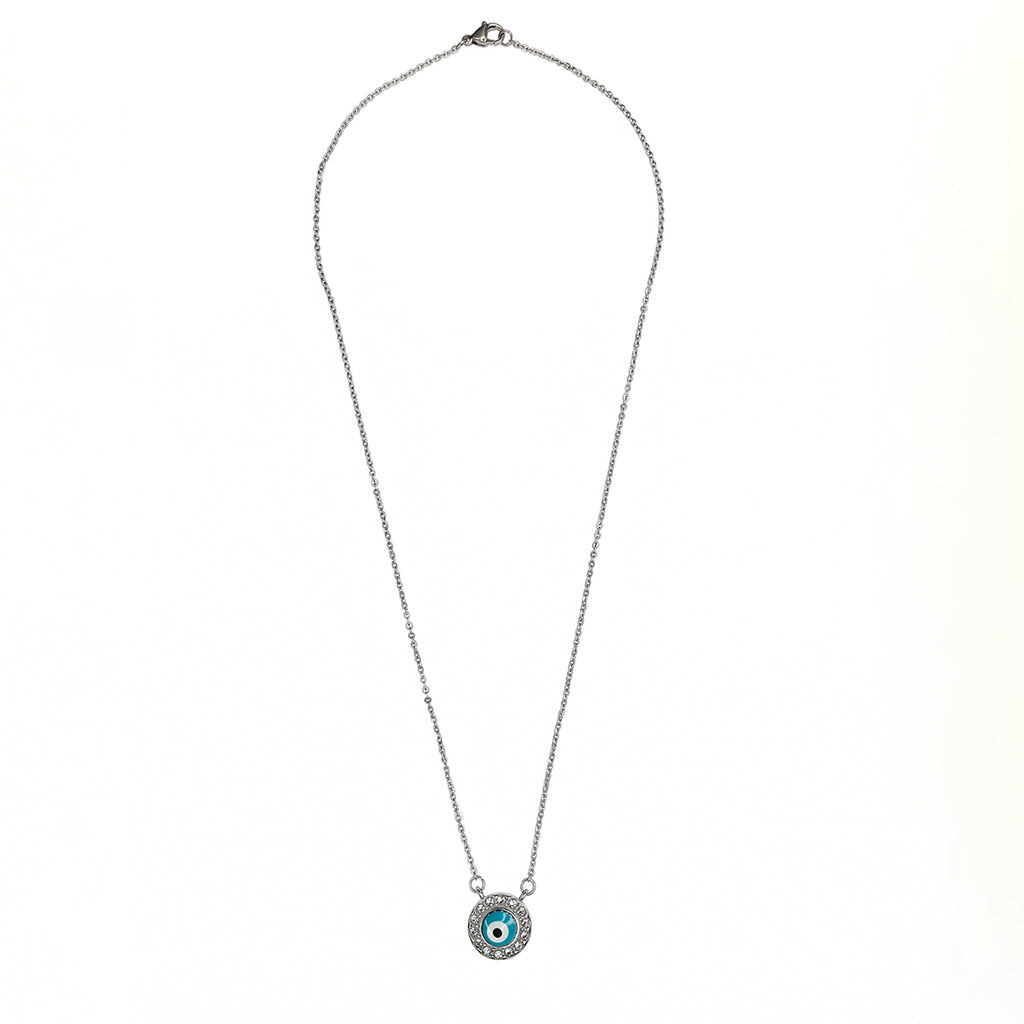 Collar Ojo Turco Con Brillantes, Acero Inoxidable, Glam Pop Fantasy