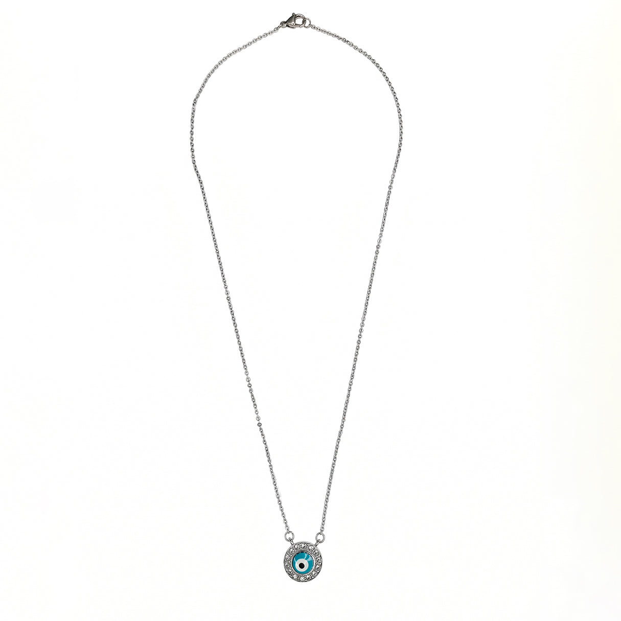 Collar Ojo Turco Con Brillantes, Acero Inoxidable, Glam Pop Fantasy