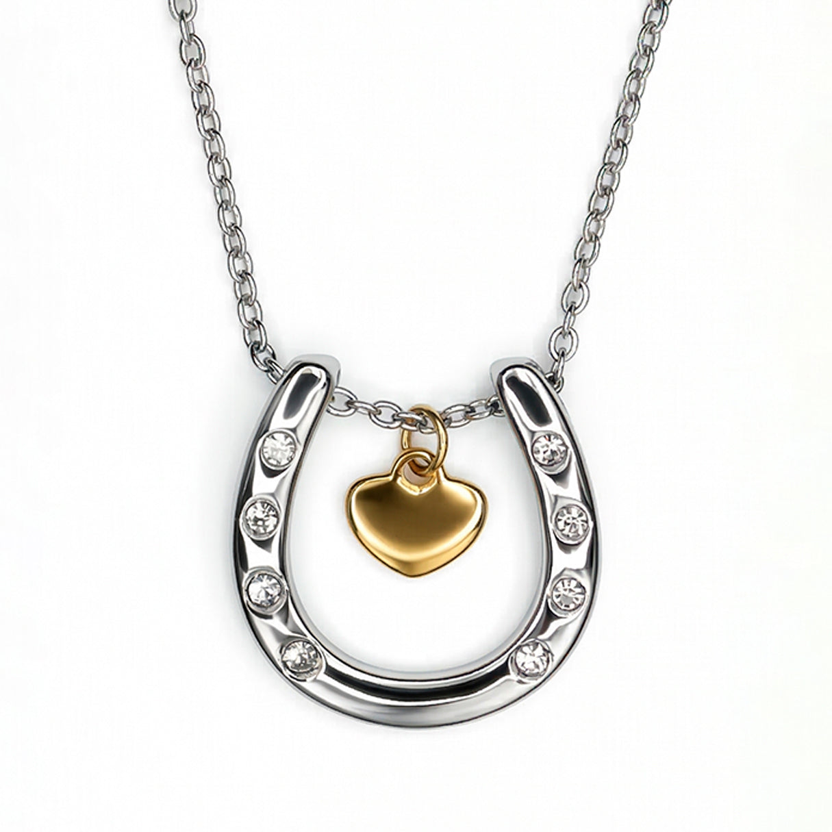 Collar Herradura Y Corazon, Acero Inoxidable, Glam Pop Fantasy