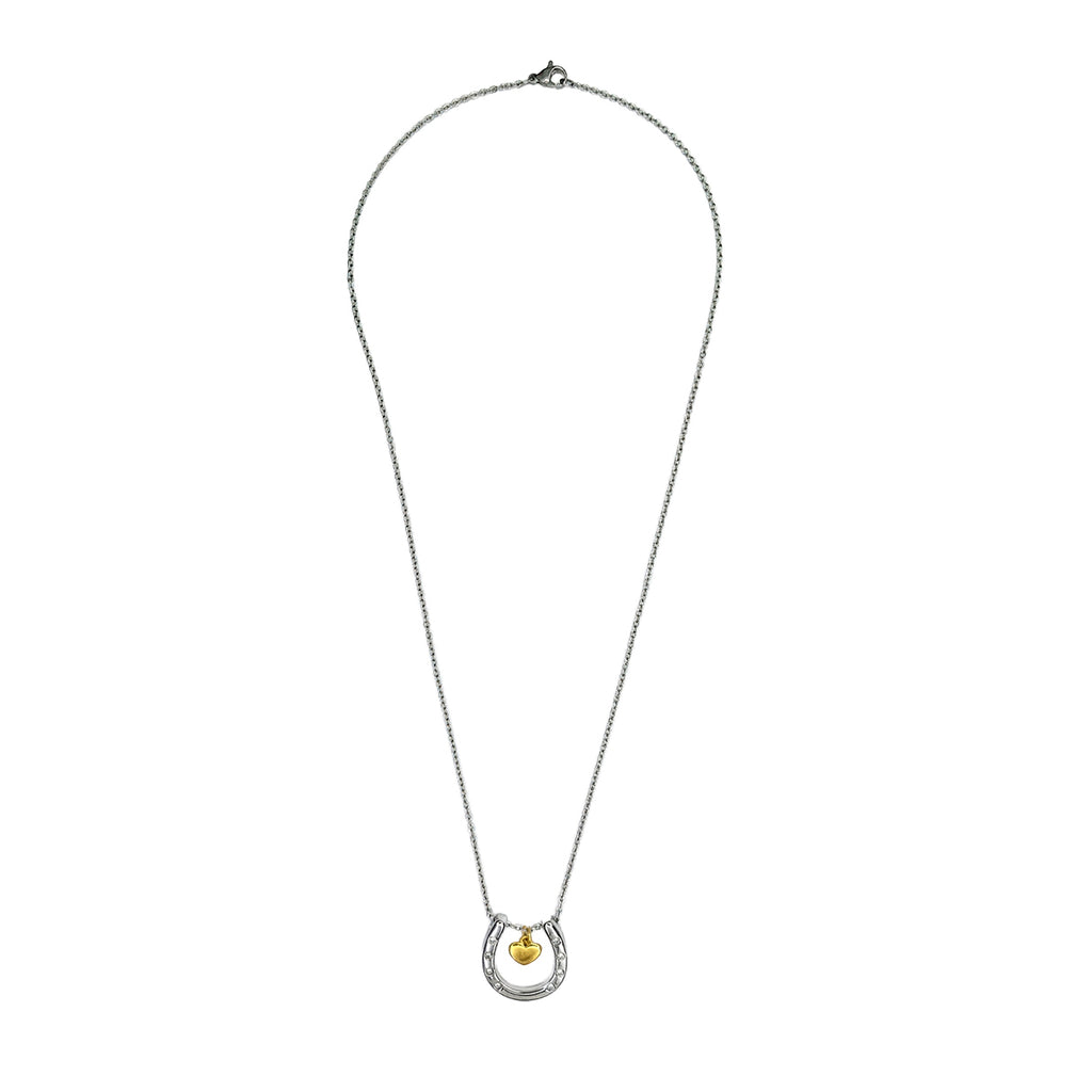 Collar Herradura Y Corazon, Acero Inoxidable, Glam Pop Fantasy