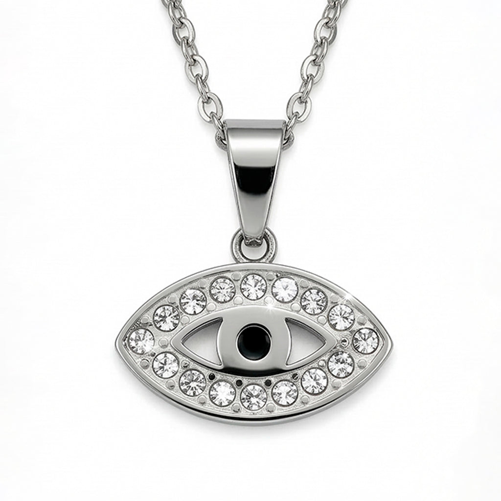 Collar Ojo Con Brillantes, Acero Inoxidable, Glam Pop Fantasy