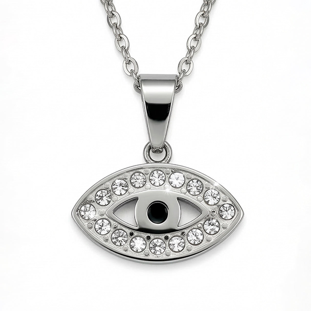Collar Ojo Con Brillantes, Acero Inoxidable, Glam Pop Fantasy