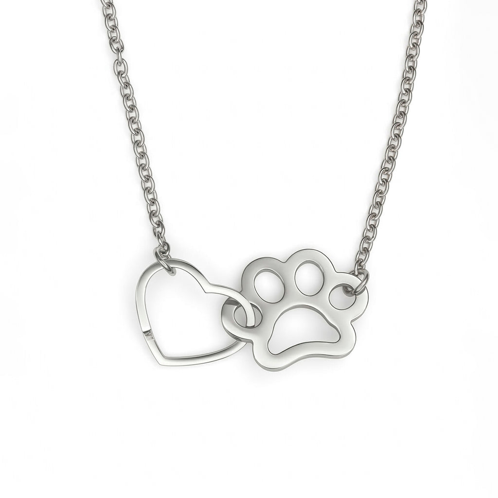 Collar  Corazon Y Huella, Acero Inoxidable, Glam Pop Fantasy
