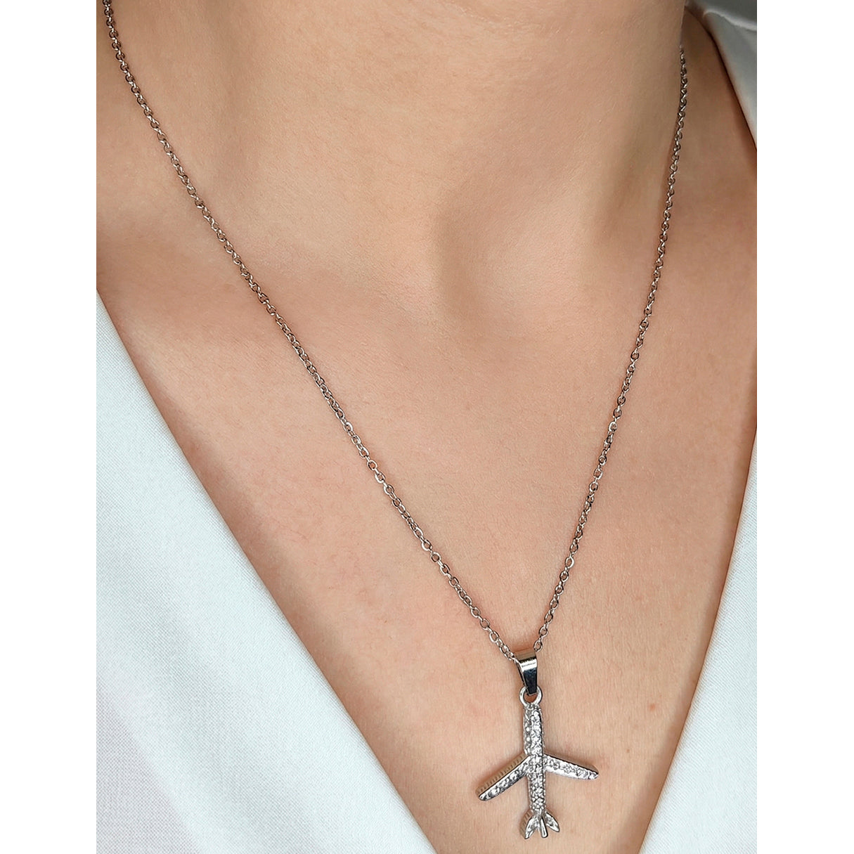 Collar Avion Brillante, Acero Inoxidable, Glam Pop Fantasy