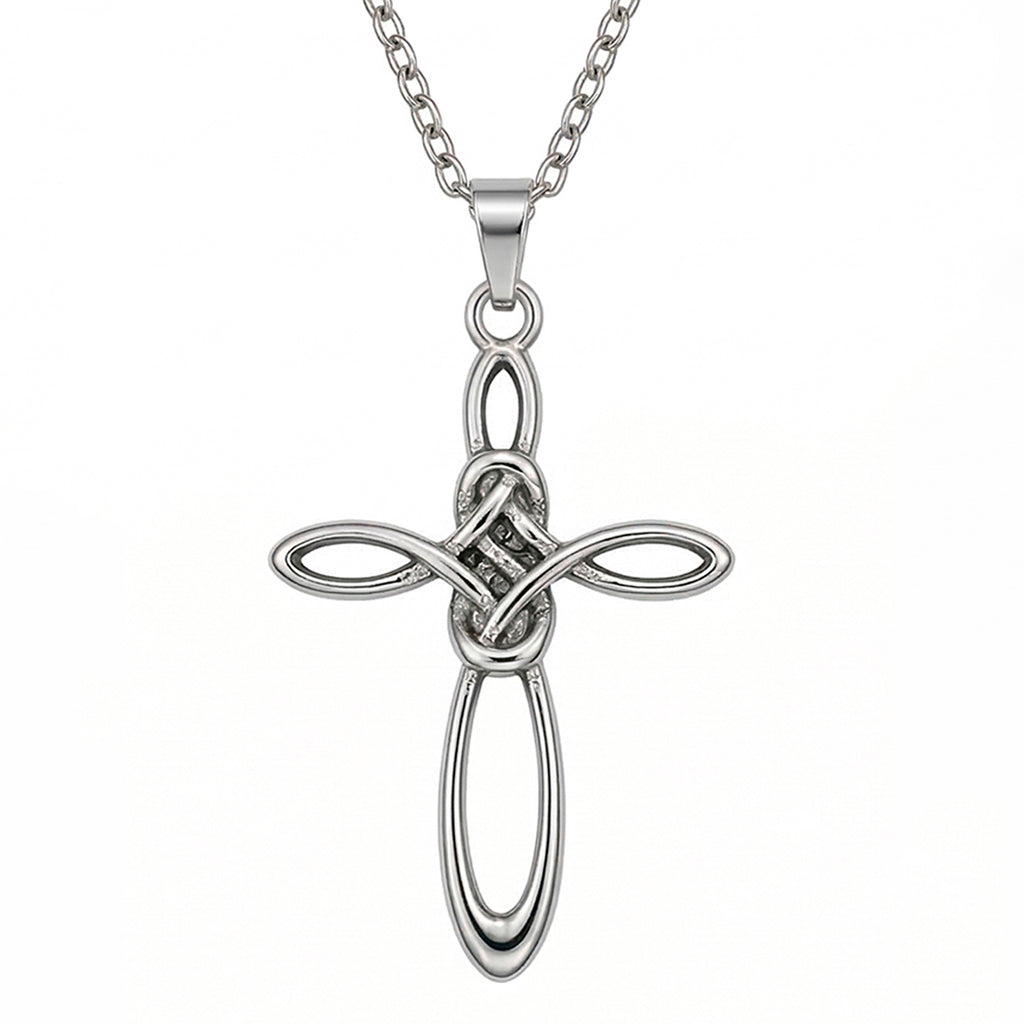 Collar Cruz Con Nudo, Acero Inoxidable, Glam Pop Fantasy