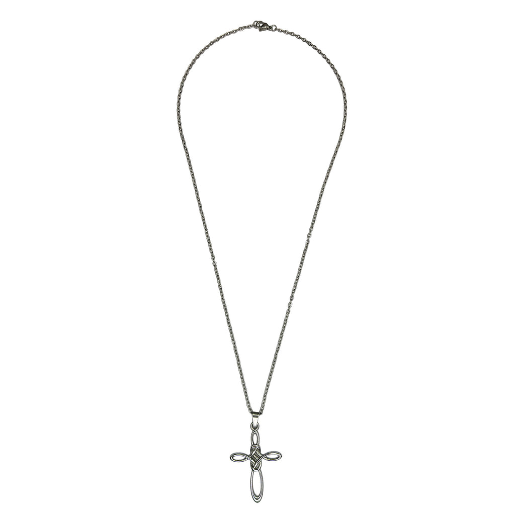 Collar Cruz Con Nudo, Acero Inoxidable, Glam Pop Fantasy