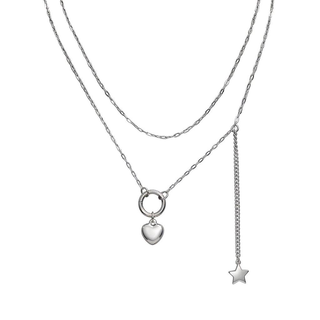 Gargantilla Corazon Con Estrella, Acero Inoxidable, Glam Pop Fantasy