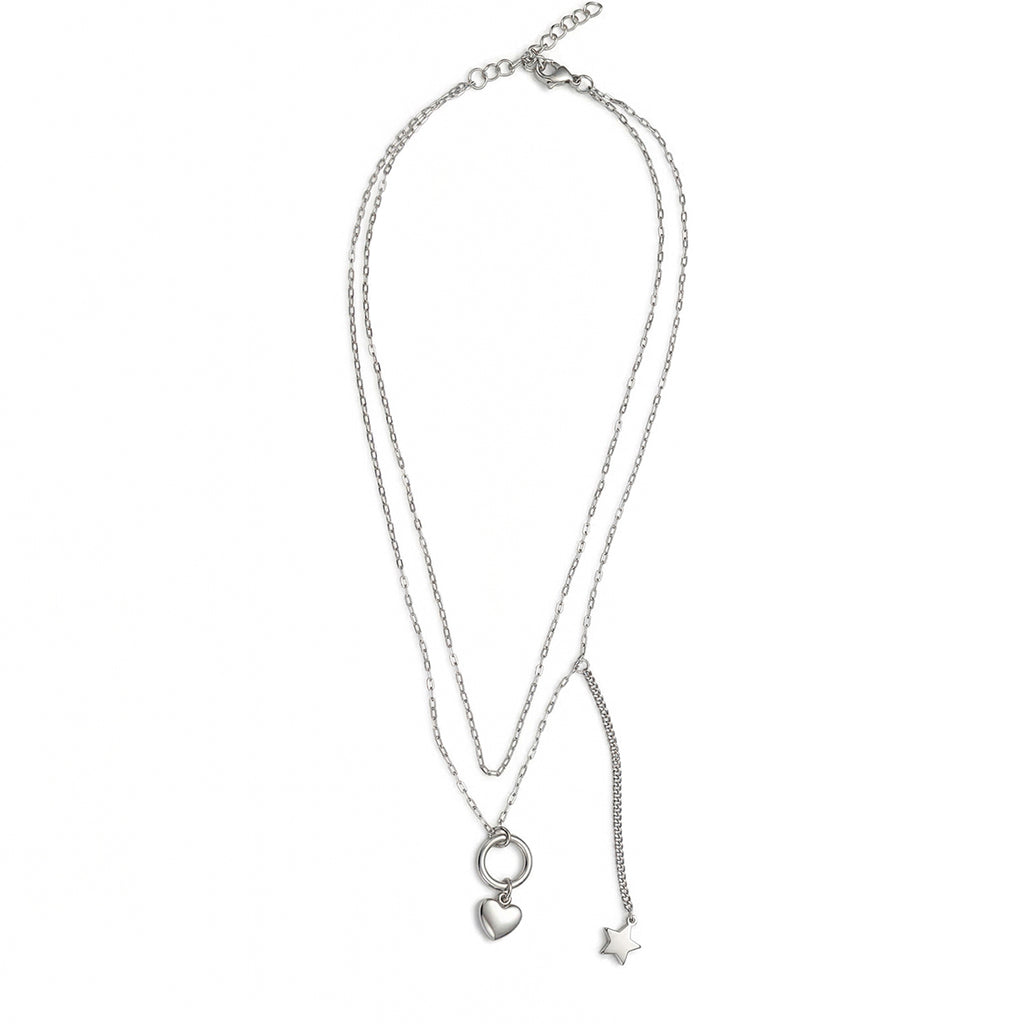 Gargantilla Corazon Con Estrella, Acero Inoxidable, Glam Pop Fantasy