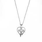 Collar Corazon Con Cruz, Acero Inoxidable, Glam Pop Fantasy