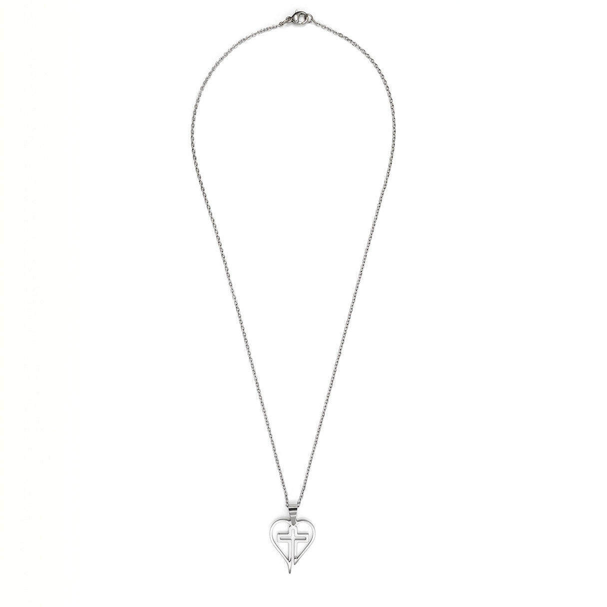 Collar Corazon Con Cruz, Acero Inoxidable, Glam Pop Fantasy