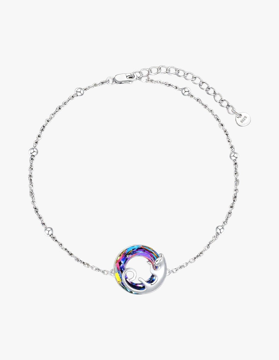 Pulsera de Plata .925, Cat Crystal, Miow