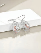 Aretes de Plata .925, Cat Branch Heart, Miow