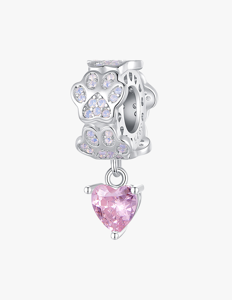 Charm de Plata .925, Heart Print, Miow