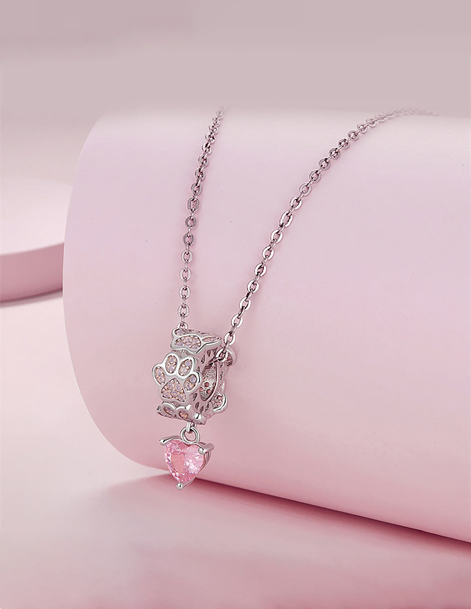 Charm de Plata .925, Heart Print, Miow