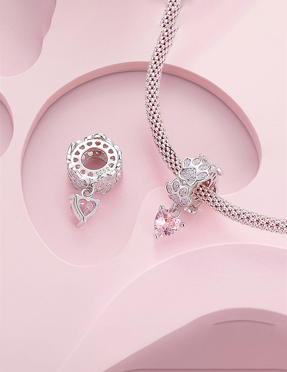 Charm de Plata .925, Heart Print, Miow