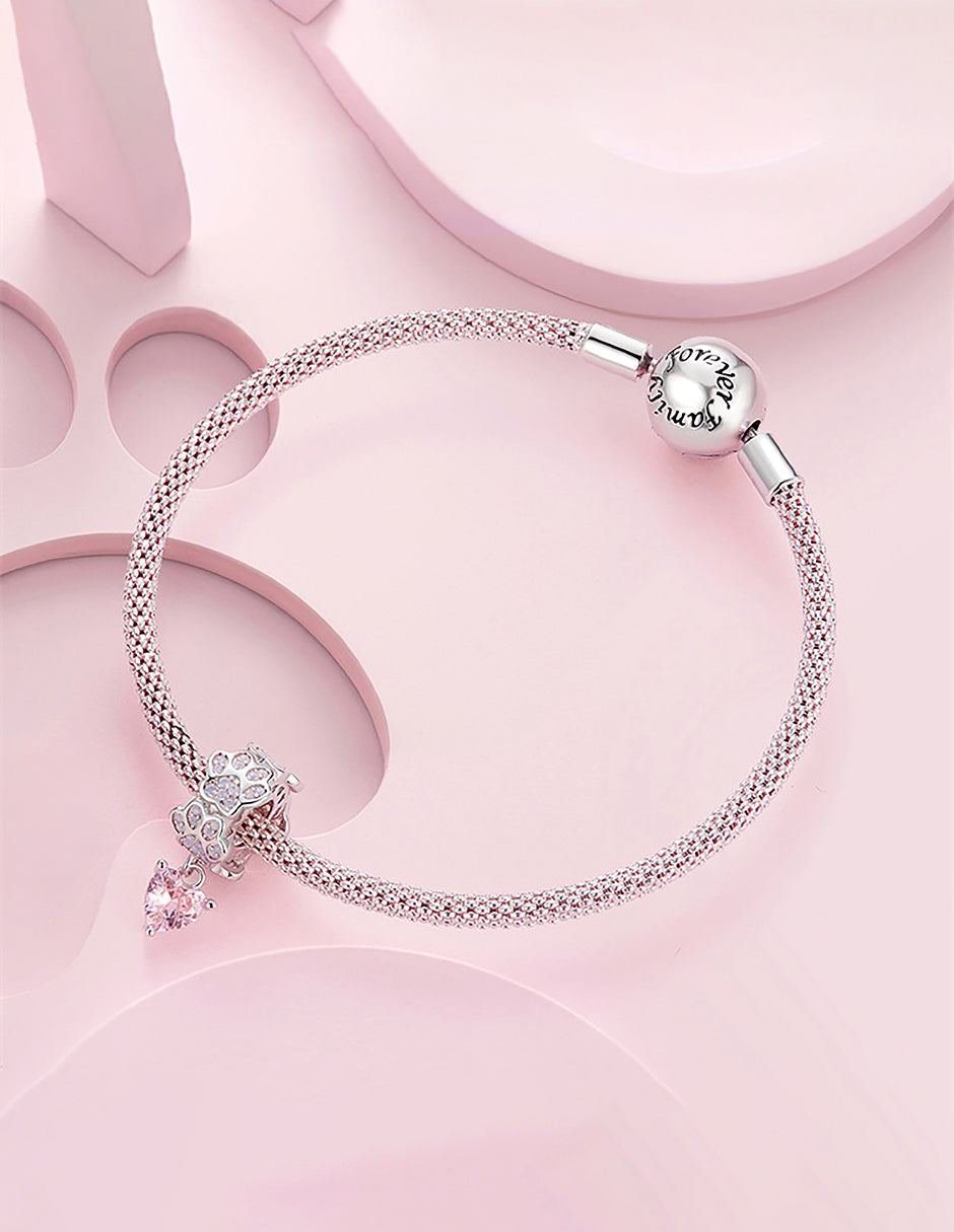 Charm de Plata .925, Heart Print, Miow