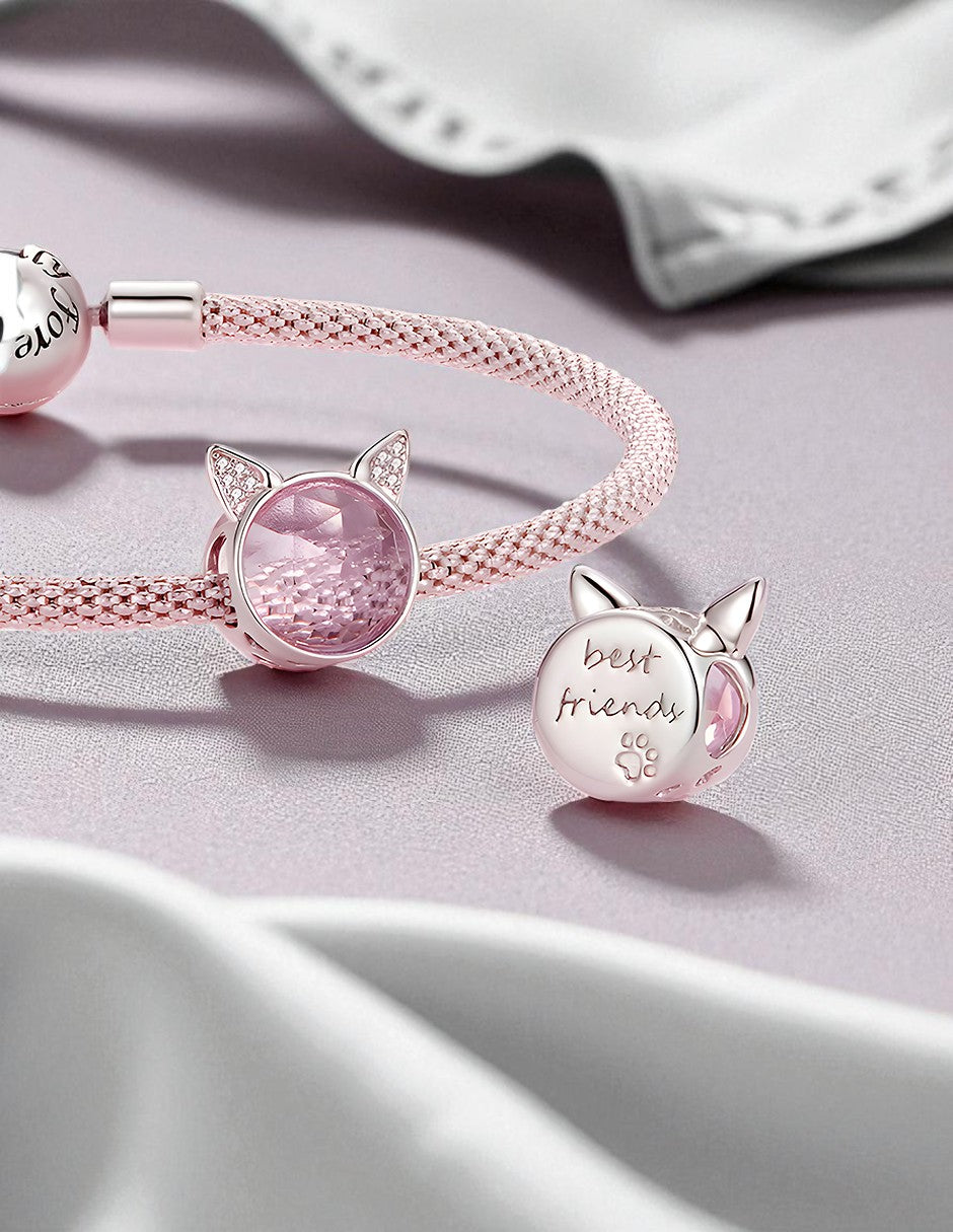 Charm de Plata .925, Pink Cat, Miow