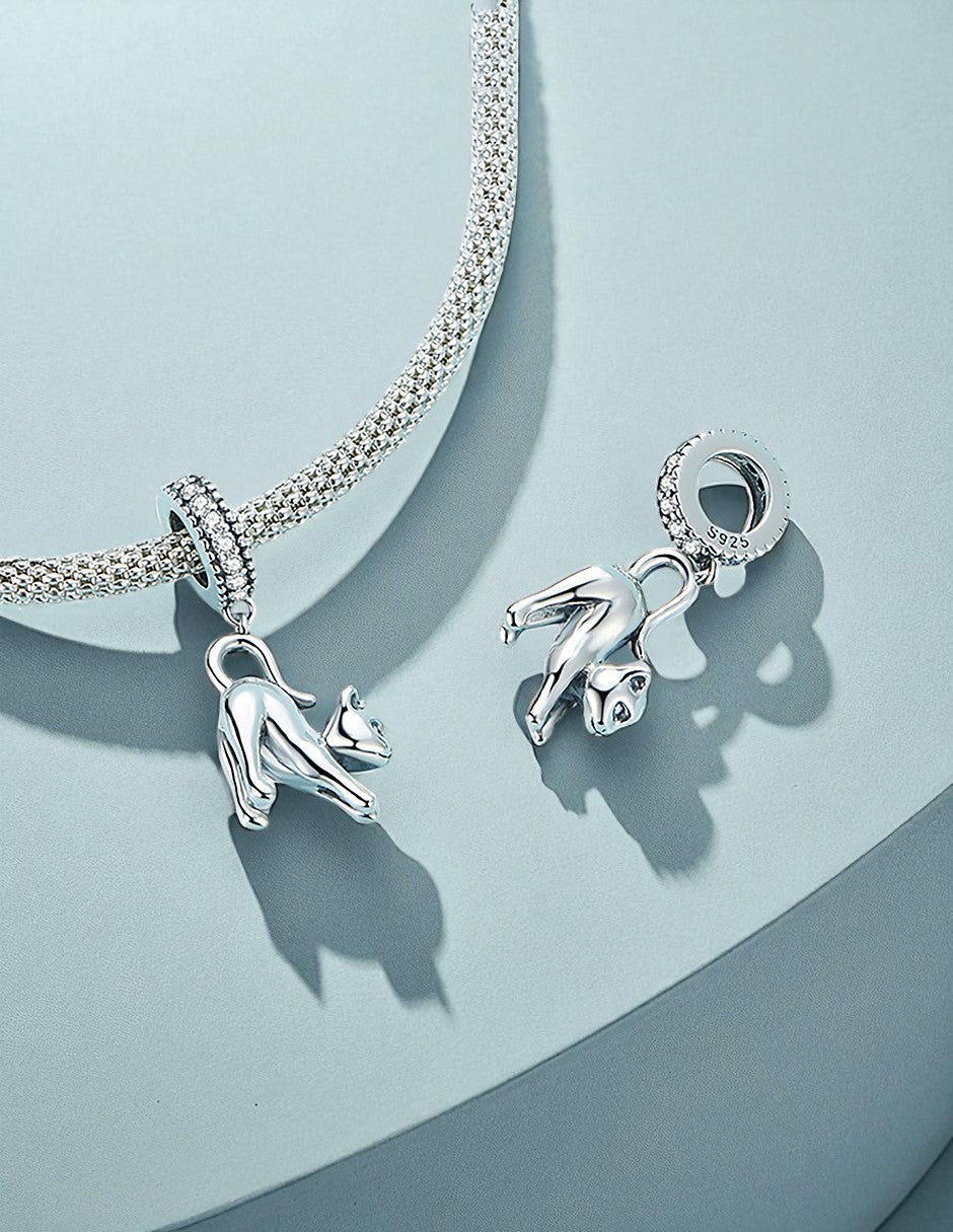 Charm de Plata .925, Cat Jumping, Miow