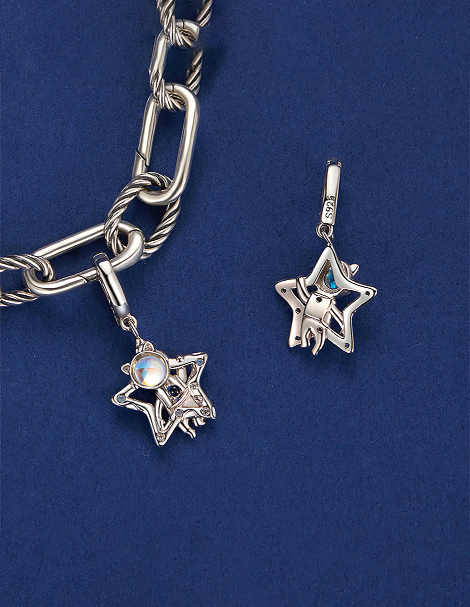Charm de Plata .925, Astronaut Cat, Miow