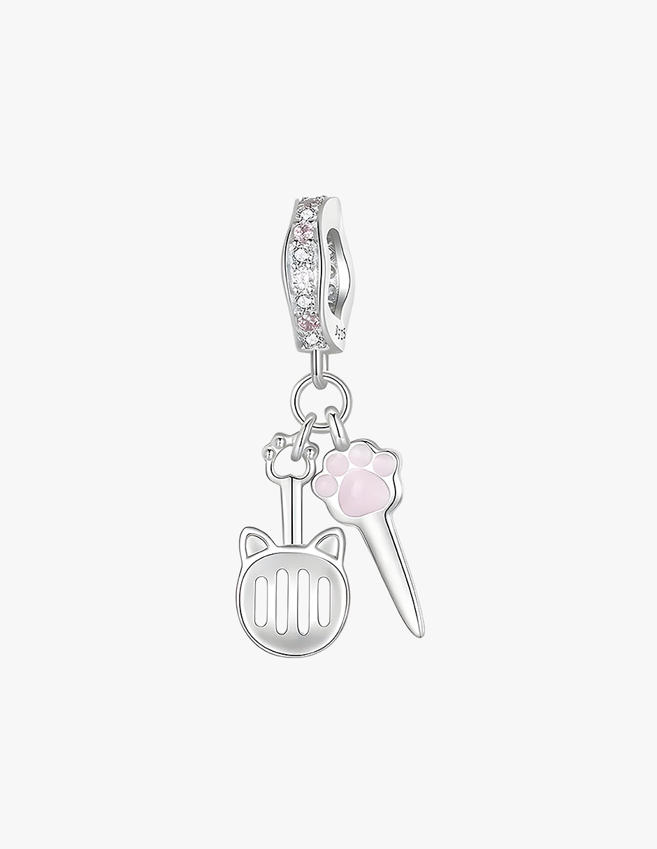 Charm de Plata .925, Pink Moon Cat, Miow