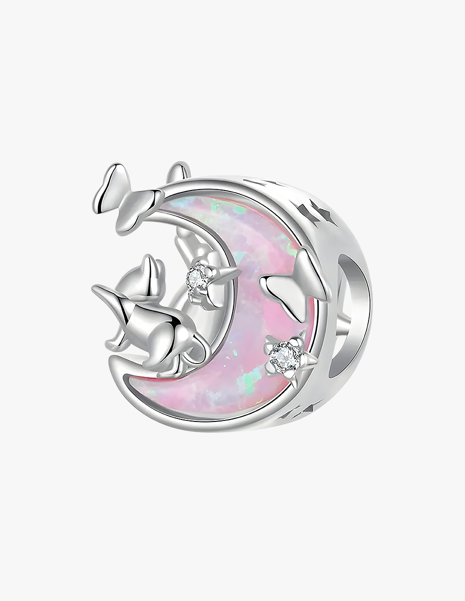 Charm de Plata .925, Pink Moon Cats, Miow