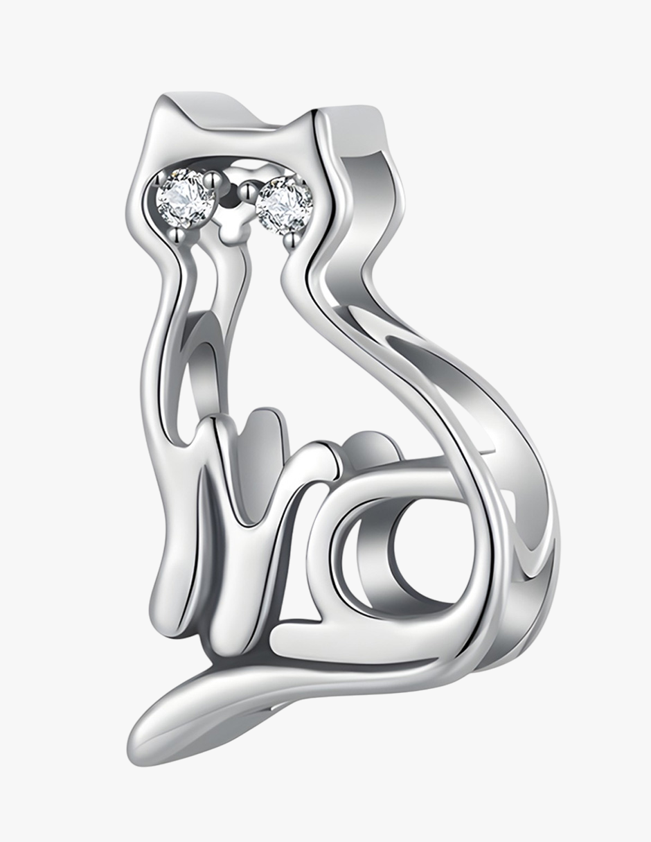 Charm de Plata .925, Fine Cat Silhouette, Miow