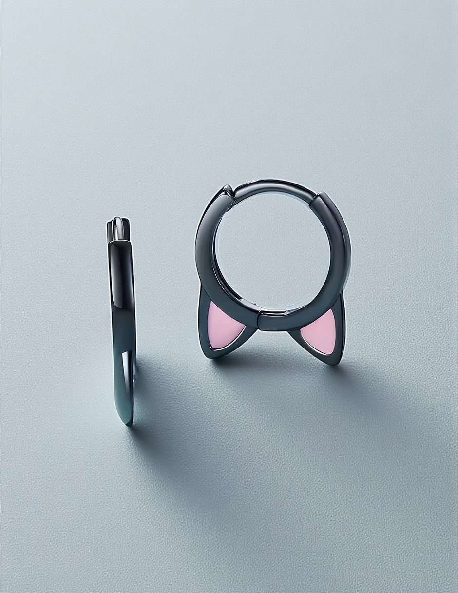 Aretes de Plata .925, Black Cat, Miow