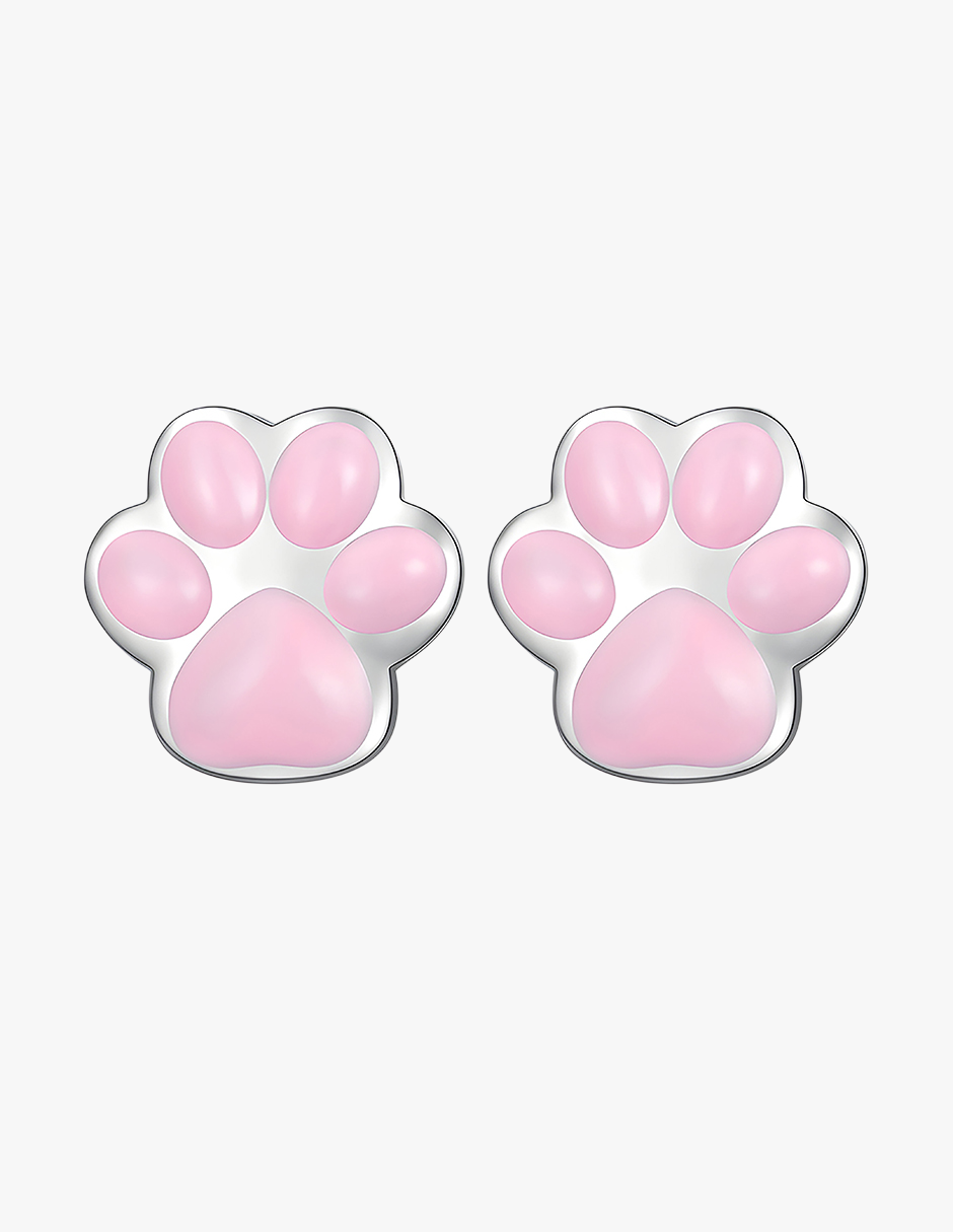 Aretes de Plata .925, Pink Footprints, Miow