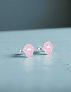 Aretes de Plata .925, Pink Footprints, Miow