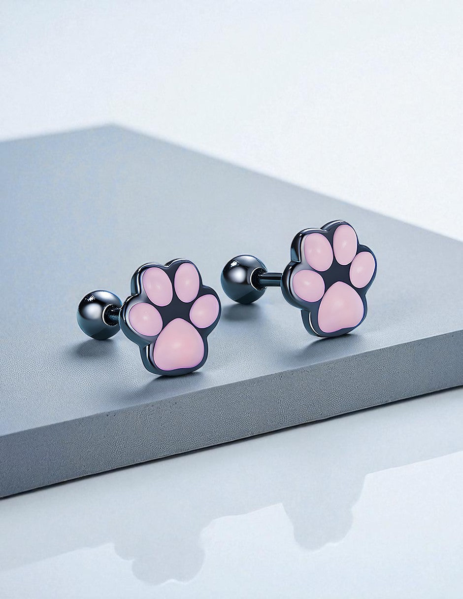Aretes de Plata .925, Cat Footprints, Miow