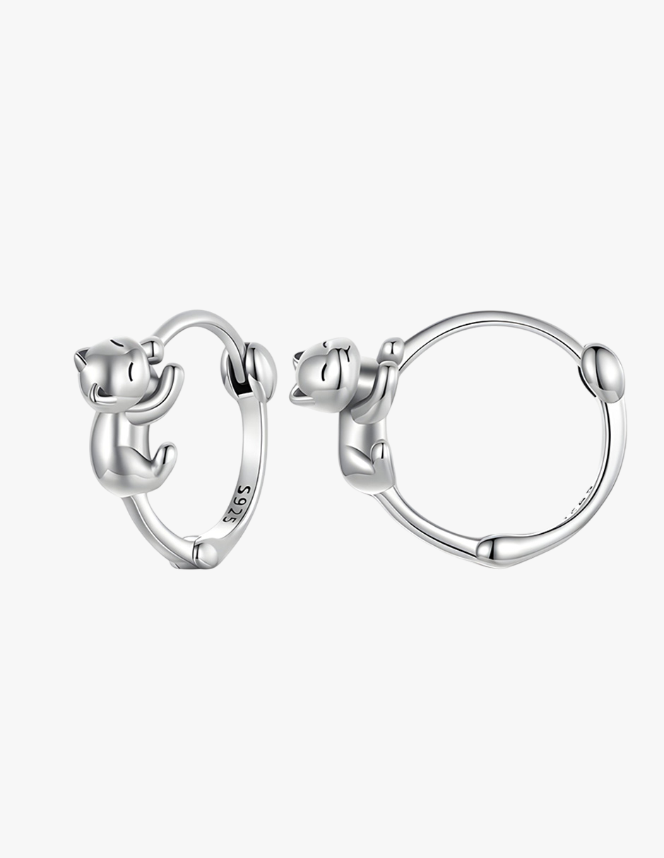 Aretes de Plata .925, Hugging Cats, Miow