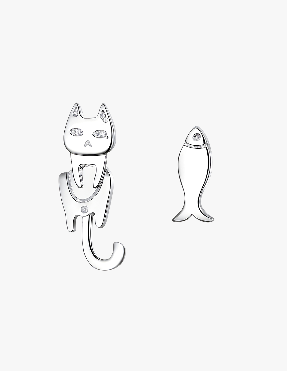 Aretes de Plata .925, Cat Lunch, Miow