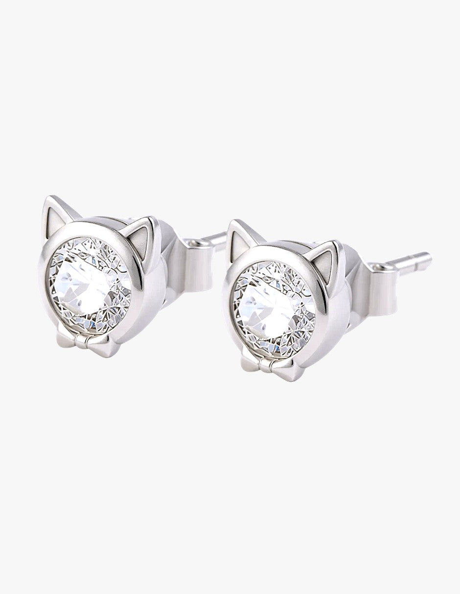 Aretes de Plata .925, Diamond Cat, Miow