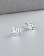 Aretes de Plata .925, Diamond Cat, Miow