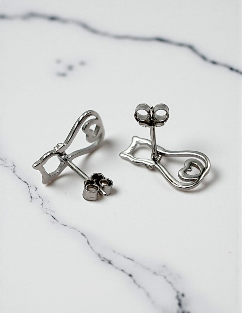 Aretes de Plata .925, Cat Stud, Miow