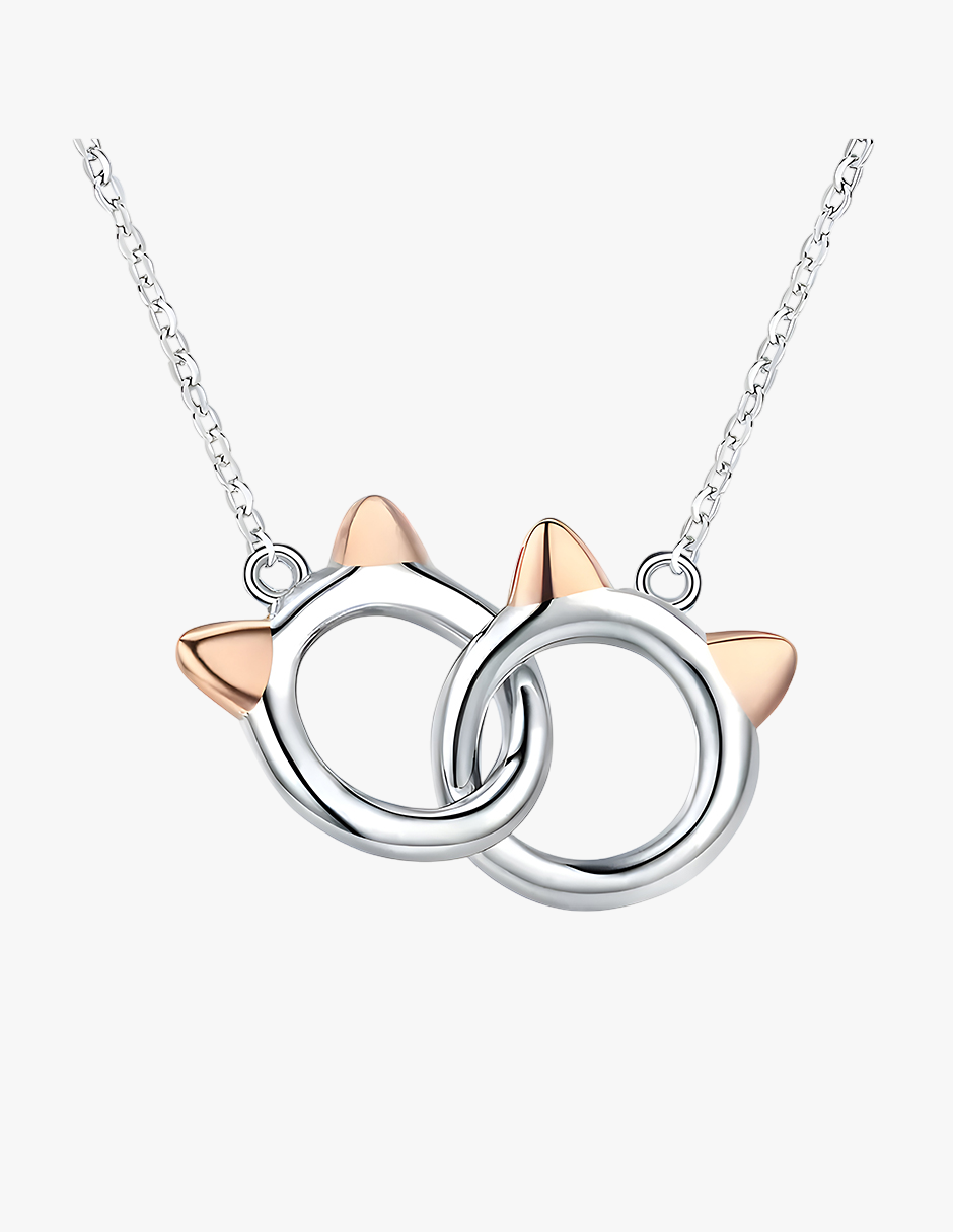 Collar de Plata .925, Twin Cats, Miow