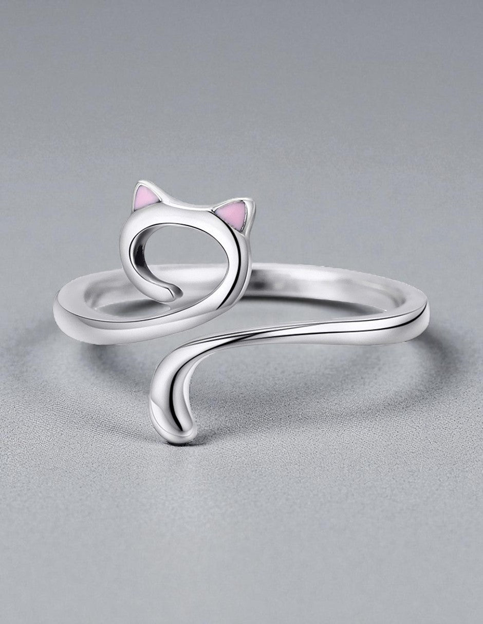 Anillo de Plata .925, Cat Silhouette, Miow