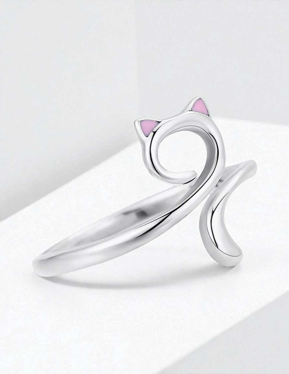 Anillo de Plata .925, Cat Silhouette, Miow