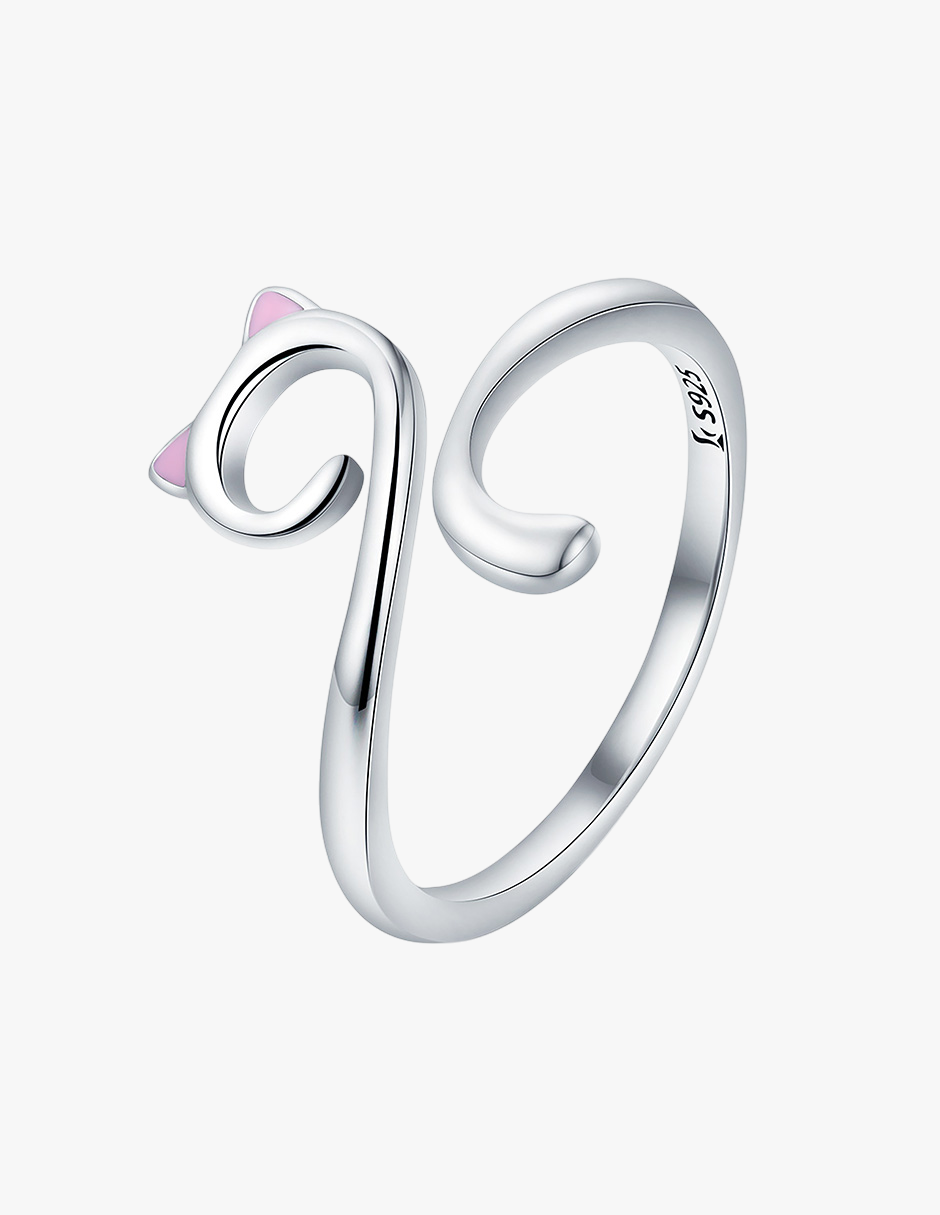 Anillo de Plata .925, Cat Silhouette, Miow